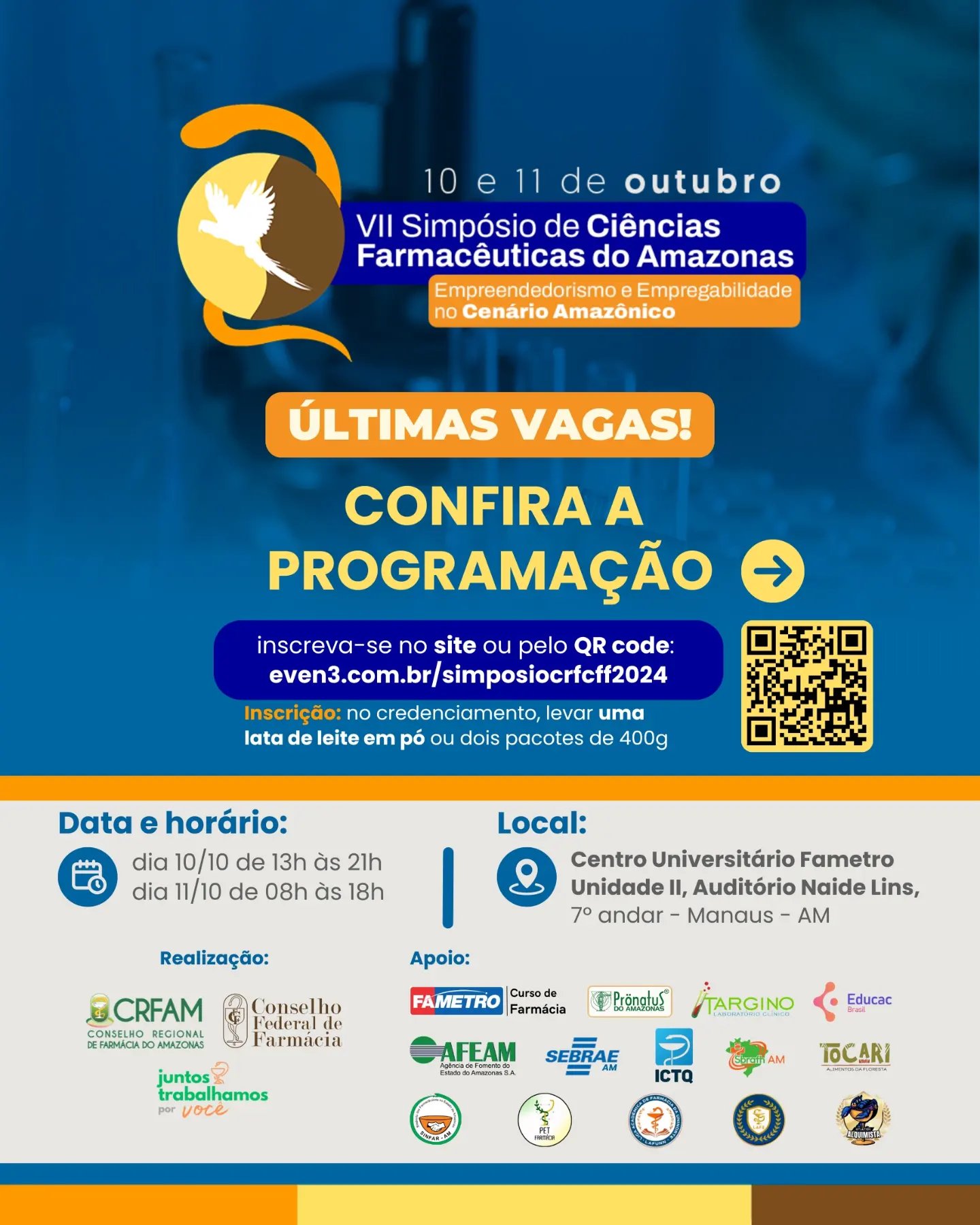 CRF-AM divulga programa&ccedil;&atilde;o do VII Simp&oacute;sio de Ci&ecirc;ncias Farmac&ecirc;uticas do Amazonas